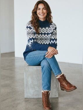 NWT- Lucky Brand Nordic - Fair Isle mock neck sweater. Size XL/TG
